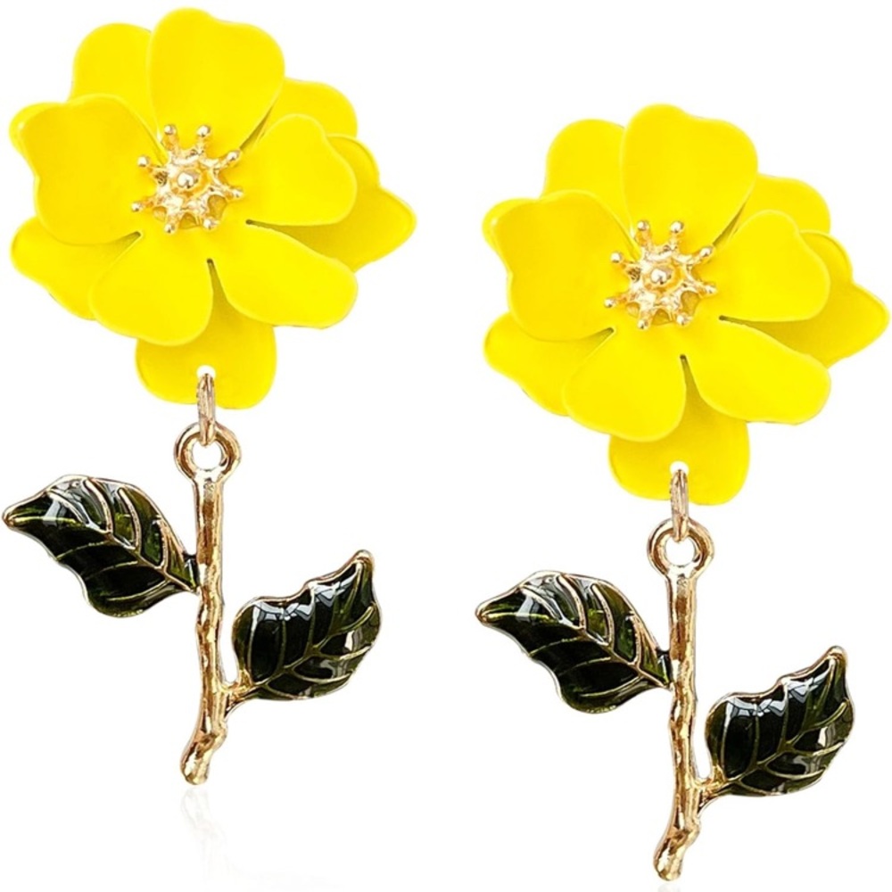 Yellow and Gold Floral Earrings